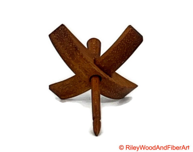 Mini Turkish Drop Spindle - Monkey Pod Whorl with Cherry Shaft made by Riley Wood and Fiber Art