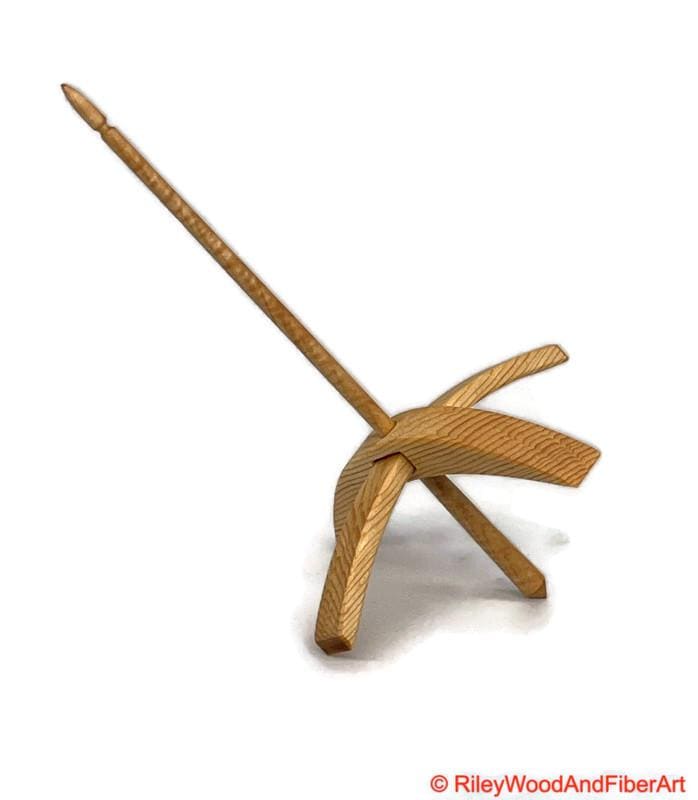 Mega Turkish Drop Spindle - Sitka Spruce Whorl with Curly Maple Shaft made by Riley Wood and Fiber Art