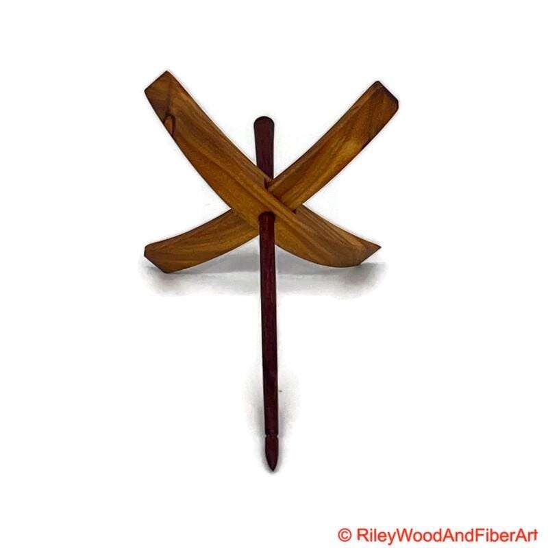 Mega Turkish Drop Spindle - Canary with knot and Purple Heart Shaft made by Riley Wood and Fiber Art