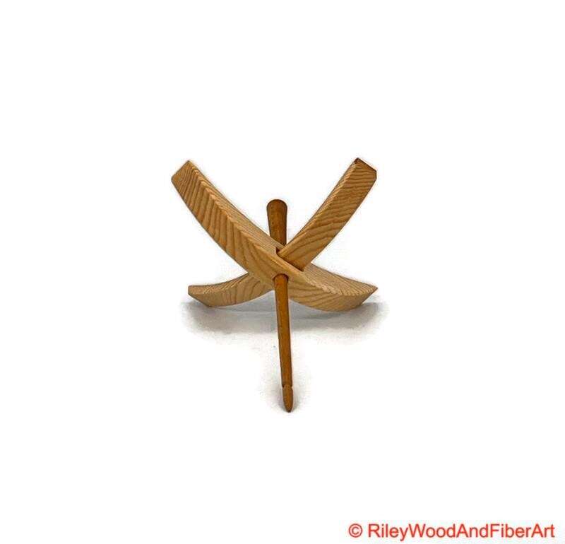 Medium Turkish Drop Spindle - Sitka Spruce Whorl with Cherry Sapwood Shaft made by Riley Wood and Fiber Art