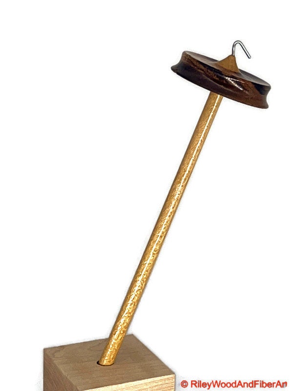 Top Whorl Drop Spindle - Zebra & Walnut - 20g Made by Riley Wood and Fiber Art