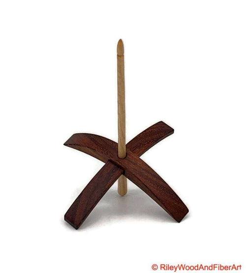 Mega Turkish Drop Spindle - Tzalam Whorl with Maple Shaft on white background