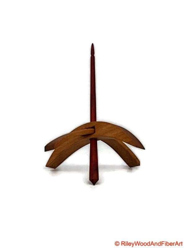 Medium Turkish Drop Spindle - Cherry Whorl with Red Heart Shaft made by Riley Wood and Fiber Art