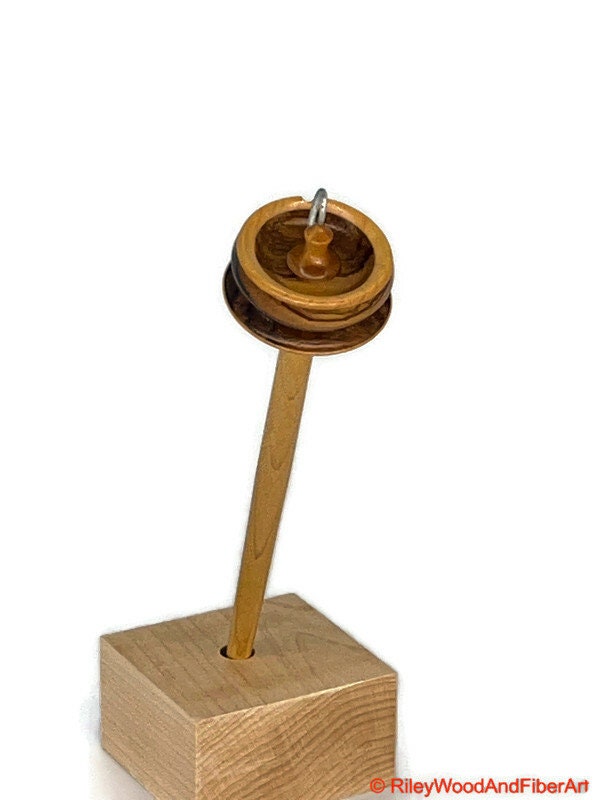 Top Whorl Drop Spindle; Zebra and Maple - 22 grams made by Riley Wood and Fiber Art