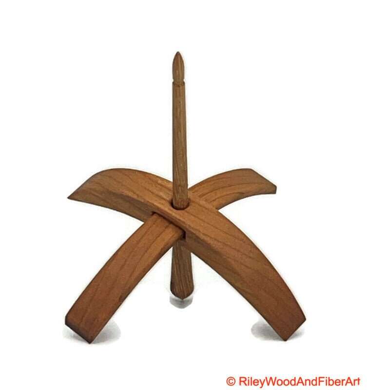Medium Turkish Drop Spindle - Cherry Whorl with Hickory Shaft made by Riley Wood and Fiber Art