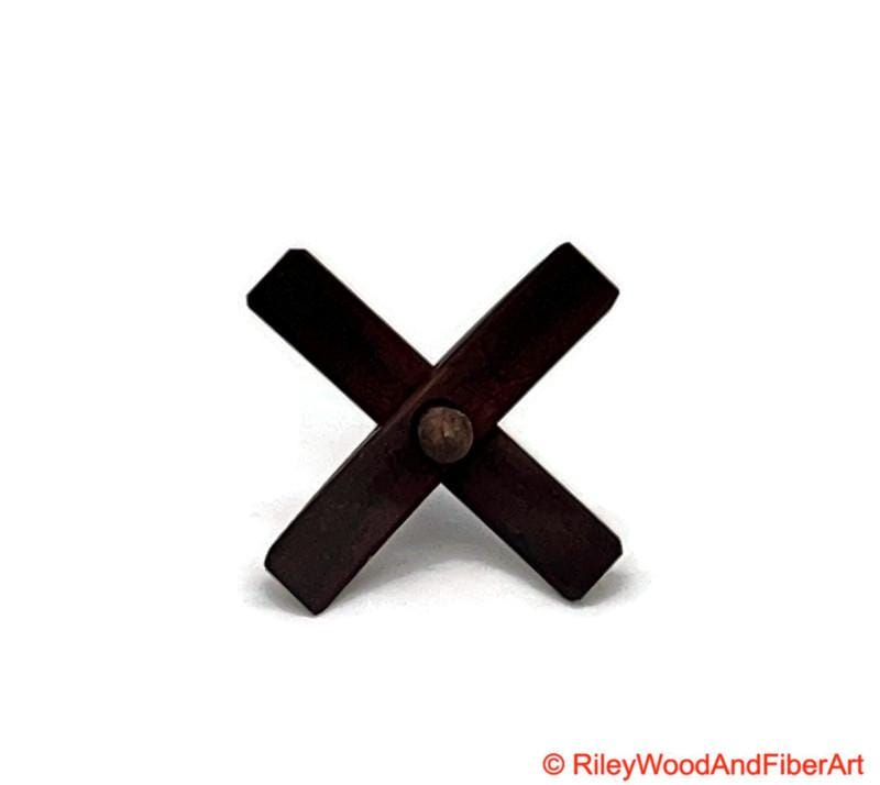 Mini Turkish Drop Spindle - Walnut Whorl with Honduran Rosewood Shaft on white background