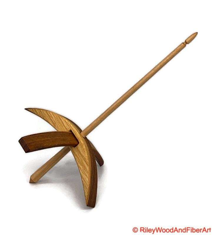 Mega Turkish Drop Spindle - Teak Whorl with Maple Shaft made by Riley Wood and Fiber Art