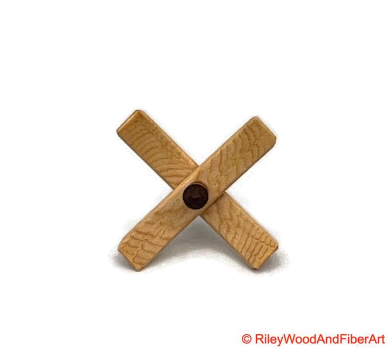 Mini Turkish Drop Spindle - Sitka Spruce Whorl with Cocobolo Shaft on white background
