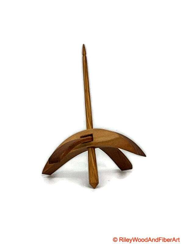 Medium Turkish Drop Spindle - Cherry at Demarcation Whorl with White Oak Shaft made by Riley Wood and Fiber Art