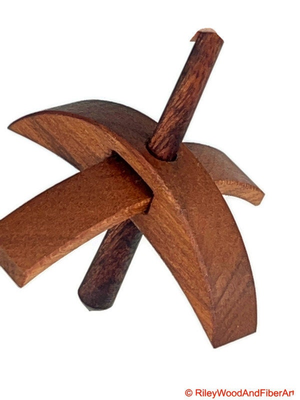 Mini Turkish Drop Spindle - Cherry Whorl with Chechen Shaft on white background