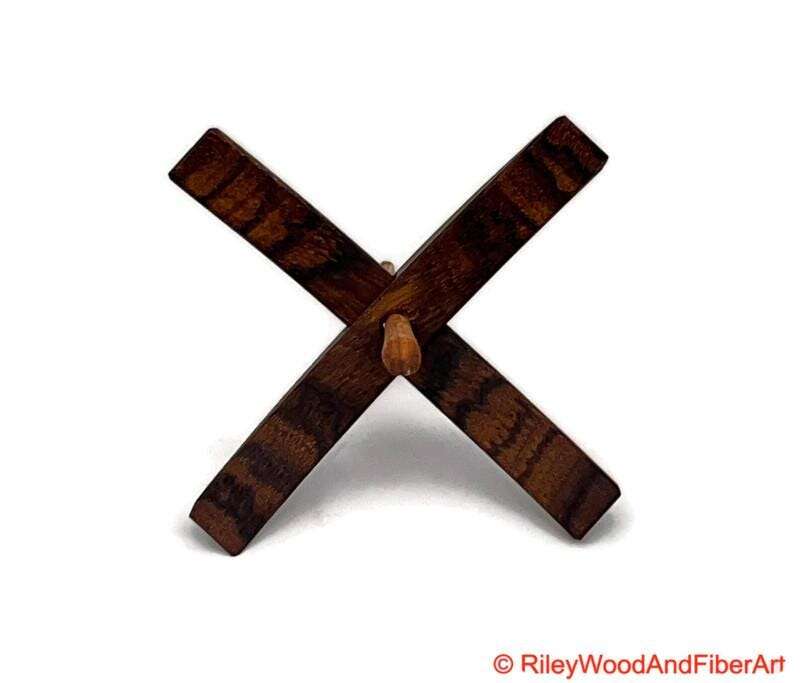 Mega Turkish Drop Spindle - Quartersawn Zebra Whorl with Red Oak Shaft made by Riley Wood and Fiber Art