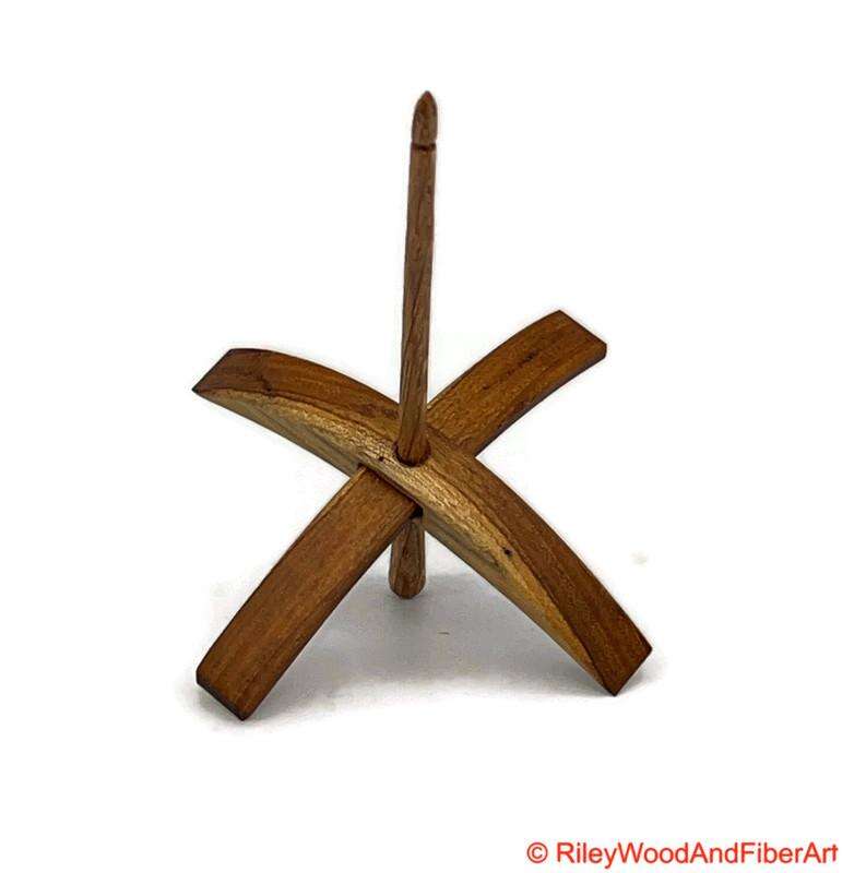 Mega Turkish Drop Spindle - Teak Whorl with White Oak Shaft made by Riley Wood and Fiber Art