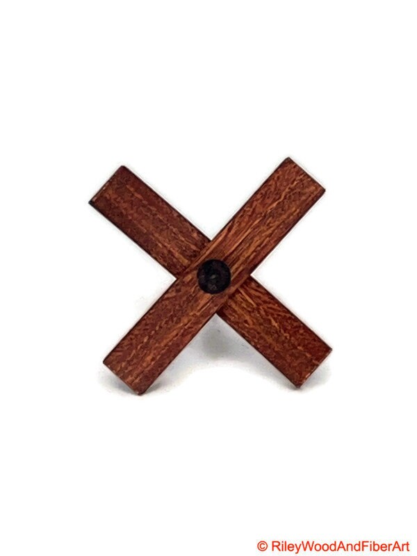 Mini Turkish Drop Spindle - Red Gum Whorl with Walnut Shaft on white background