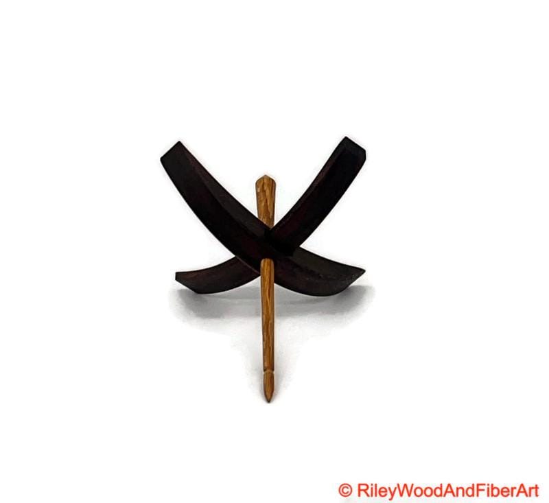 Medium Turkish Drop Spindle - Walnut Whorl with White Oak Shaft made by Riley Wood and Fiber Art