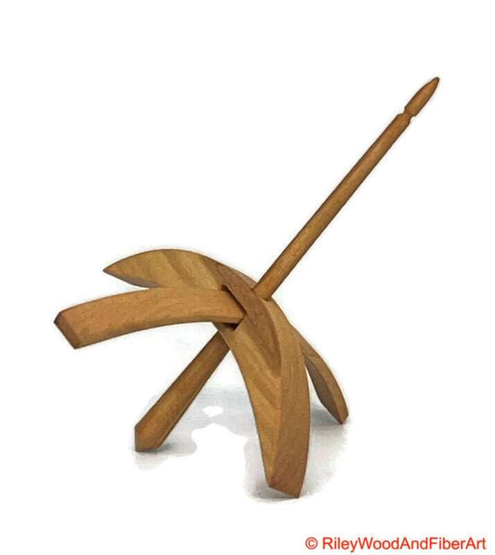 Medium Turkish Drop Spindle - Cherry at Demarcation mostly sapwood Whorl with Cherry Sapwood Shaft made by Riley Wood and Fiber Art
