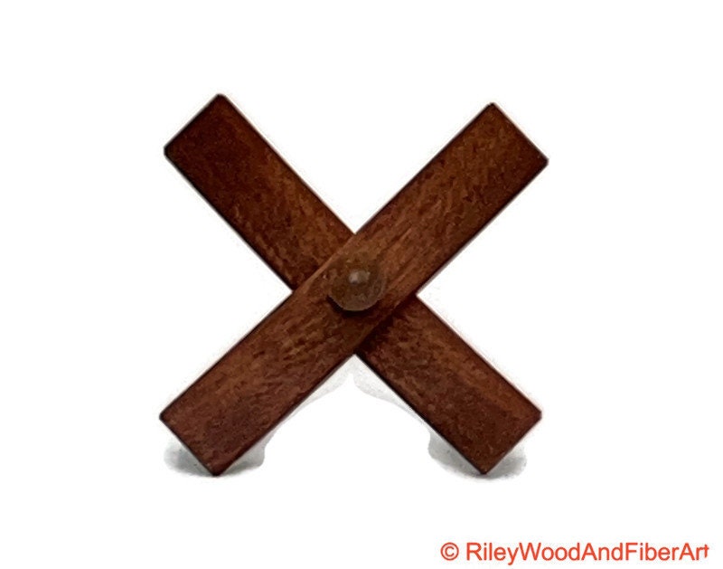 Mini Turkish Drop Spindle - Red Gum Whorl with Cherry Shaft on white background