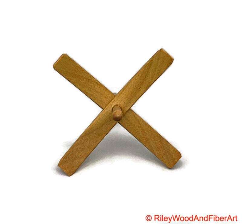 Mega Turkish Drop Spindle - Avodire Whorl with Curly Maple Shaft made by Riley Wood and Fiber Art