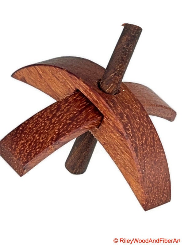 Mini Turkish Drop Spindle - Tzalam Whorl with Walnut Shaft on white background