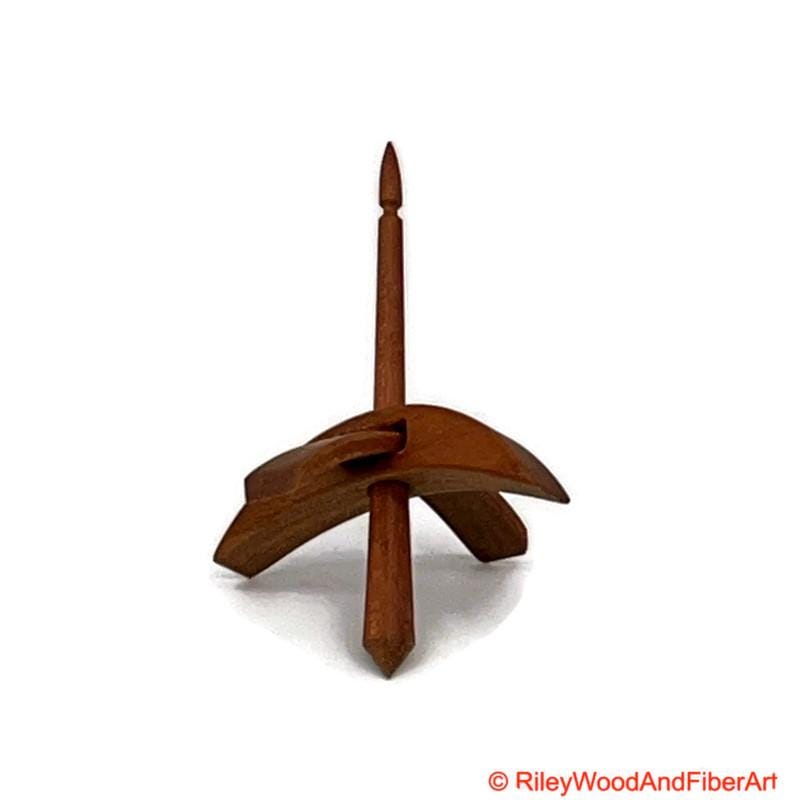 Mini Turkish Drop Spindle - Cherry Whorl with Cherry Shaft on white background