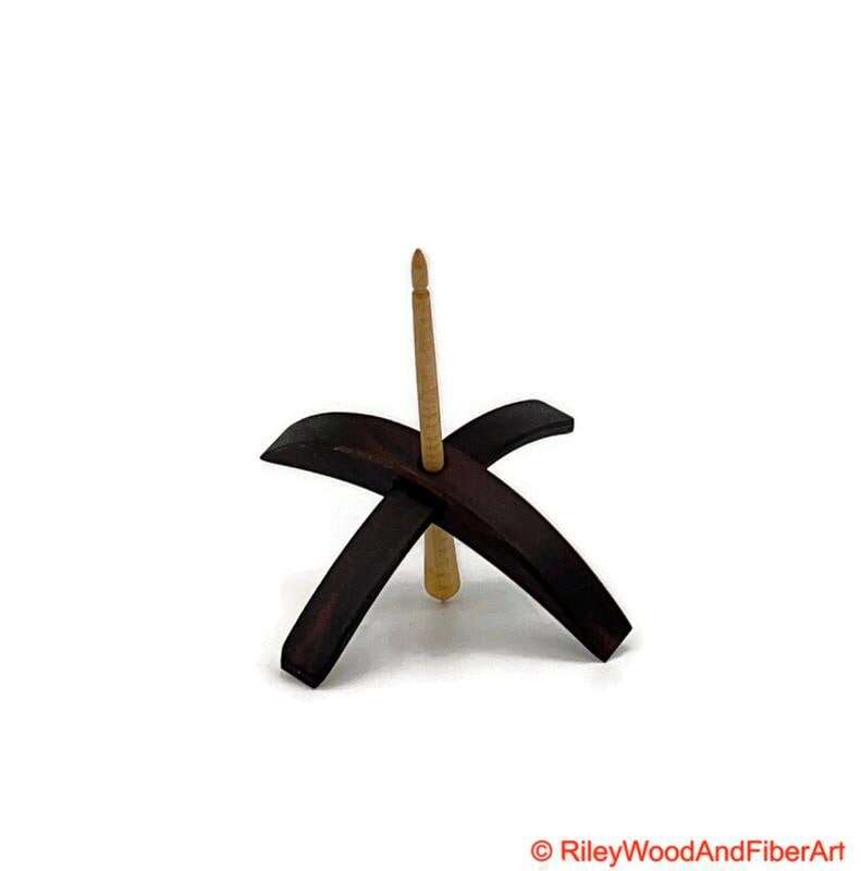 Medium Turkish Drop Spindle - Walnut Whorl with Curly Maple Shaft made by Riley Wood and Fiber Art
