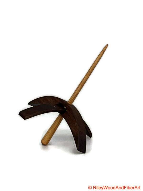 Medium Turkish Drop Spindle - Walnut Whorl with Maple Shaft made by Riley Wood and Fiber Art