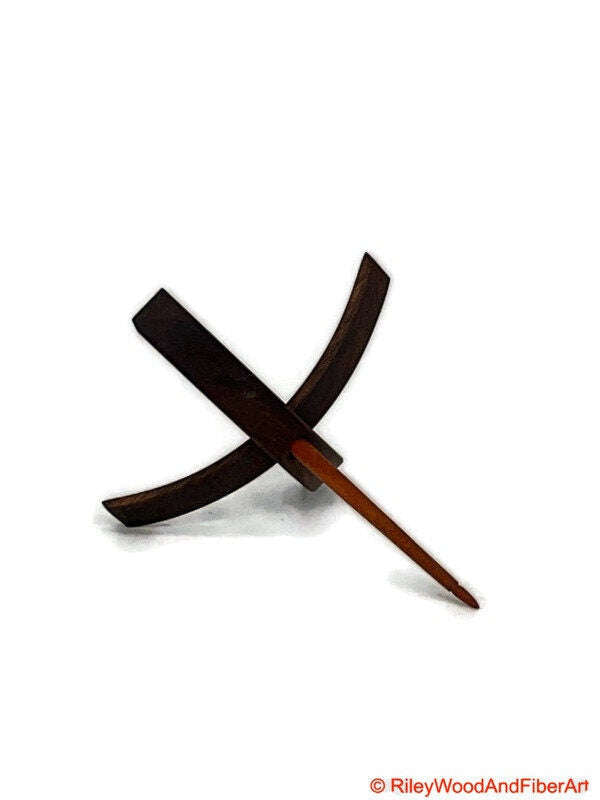 Medium Turkish Drop Spindle - Walnut Whorl with Cherry Shaft made by Riley Wood and Fiber Art