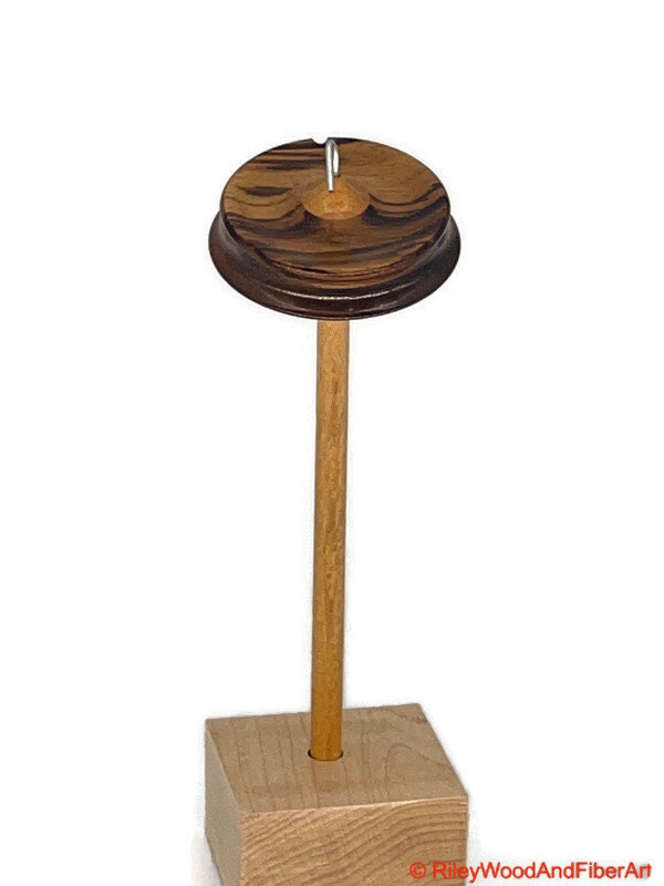 Top Whorl Drop Spindle - Zebra & Walnut - 20g Made by Riley Wood and Fiber Art