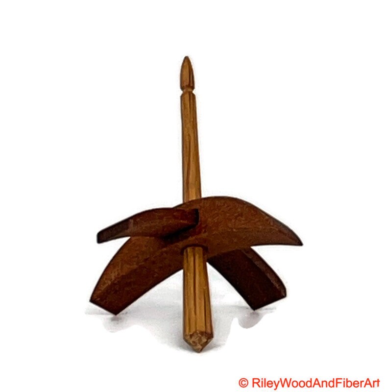 Mini Turkish Drop Spindle - Tzalam Whorl with White Oak Shaft Made by Riley Wood and Fiber Art