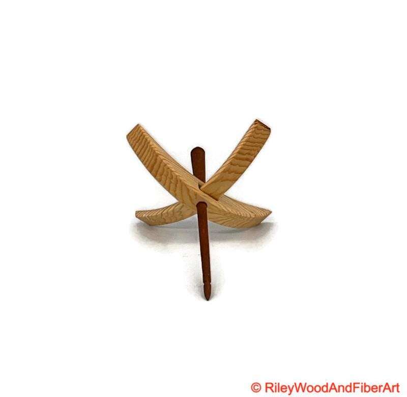 Medium Turkish Drop Spindle - Sitka Spruce Whorl with Cherry Shaft made by Riley Wood and Fiber Art
