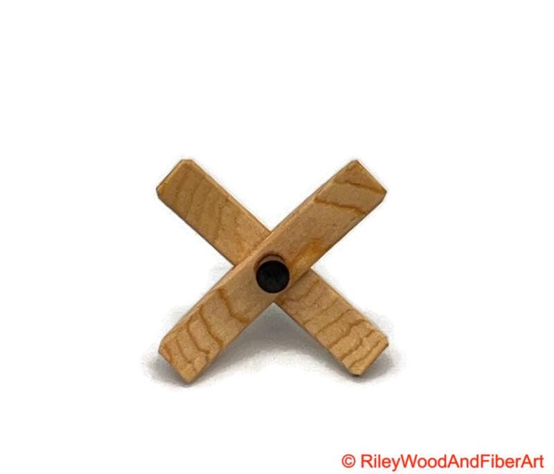 Mini Turkish Drop Spindle - Sitka Spruce Whorl with Jobillo Shaft on white background