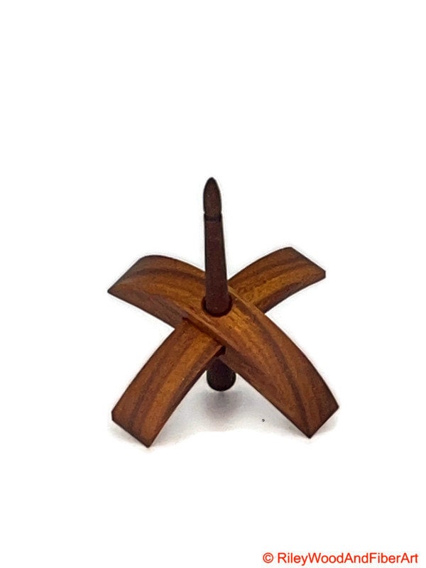 Mini Turkish Drop Spindle - Canary Whorl with Red Heart Shaft made by Riley Wood and Fiber Art