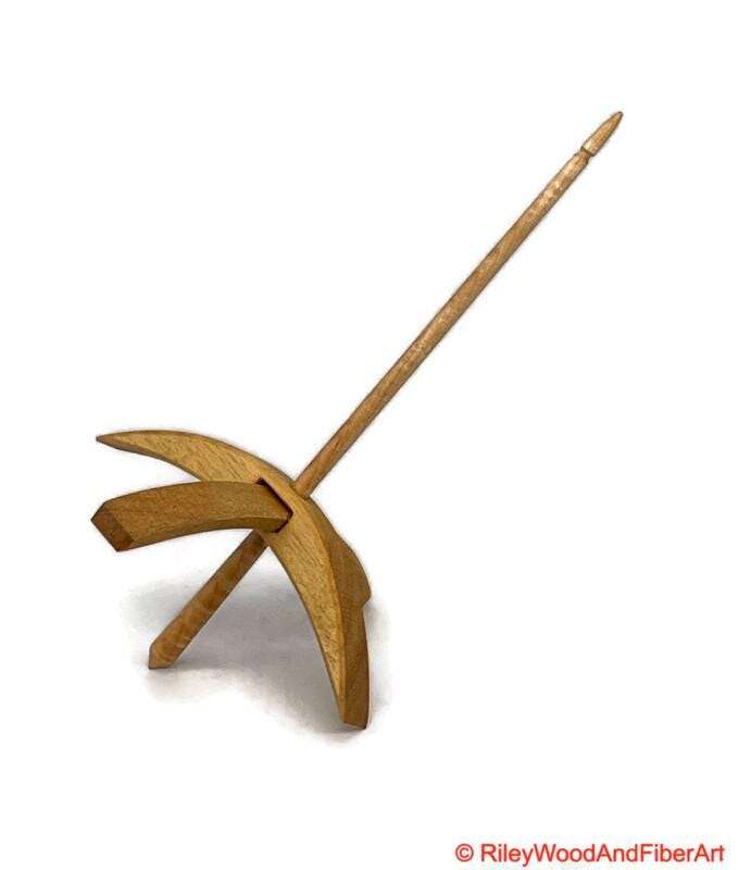 Mega Turkish Drop Spindle - Avodire Whorl with Curly Maple Shaft made by Riley Wood and Fiber Art