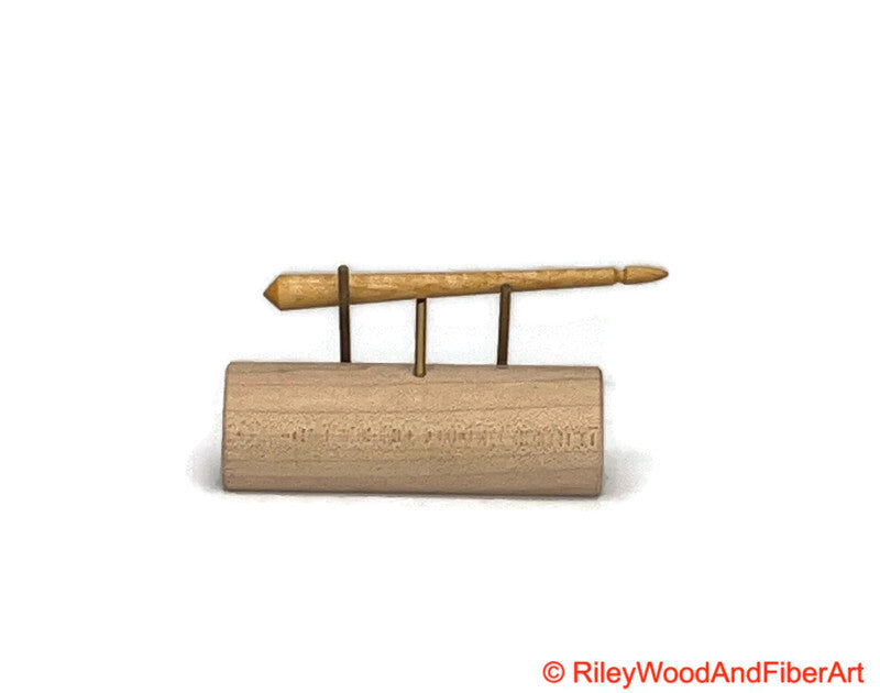 Mini Turkish Drop Spindle Shaft Curly Maple Made by Riley Wood and Fiber Art