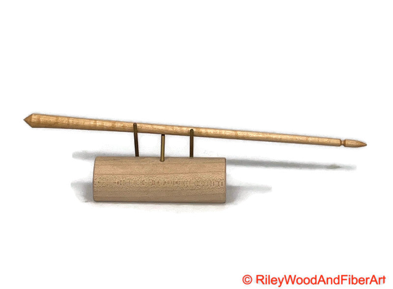 Mega Turkish Drop Spindle Shaft Curly Maple Made by Riley Wood and Fiber Art