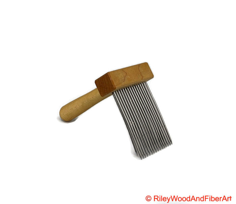 Wool Comb - Single Comb Double Row Fine Tooth - Maple and Maple made by Riley Wood and Fiber Art