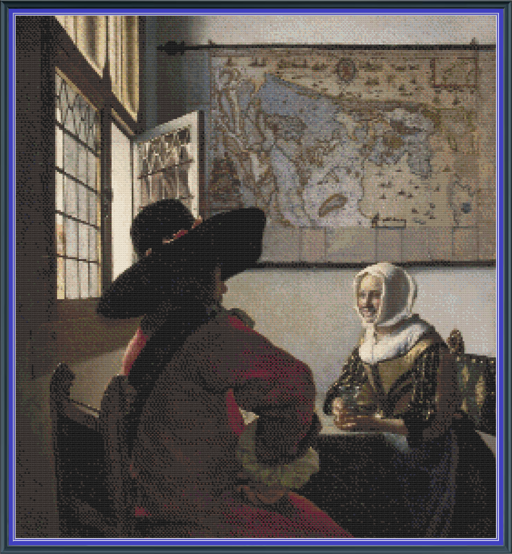 Riley Wood and Fiber Art - Officer with a Laughing Girl© – Cross Stitch Pattern | Fine Art Cross Stitch | 14 Count Aida | Digital Pattern made by Riley Wood and Fiber Art