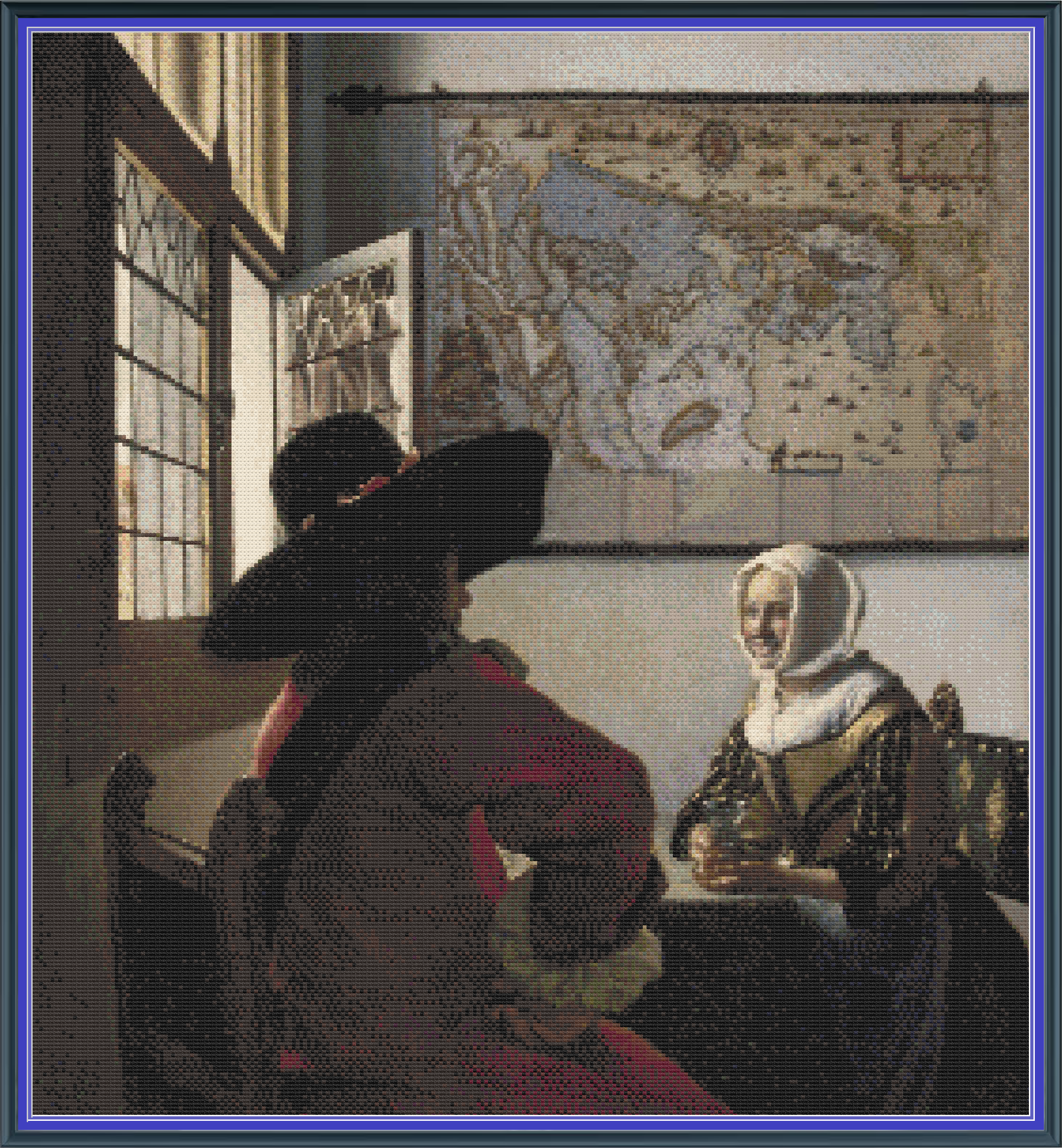 Riley Wood and Fiber Art - Officer with a Laughing Girl© – Cross Stitch Pattern | Fine Art Cross Stitch | 14 Count Aida | Digital Pattern made by Riley Wood and Fiber Art