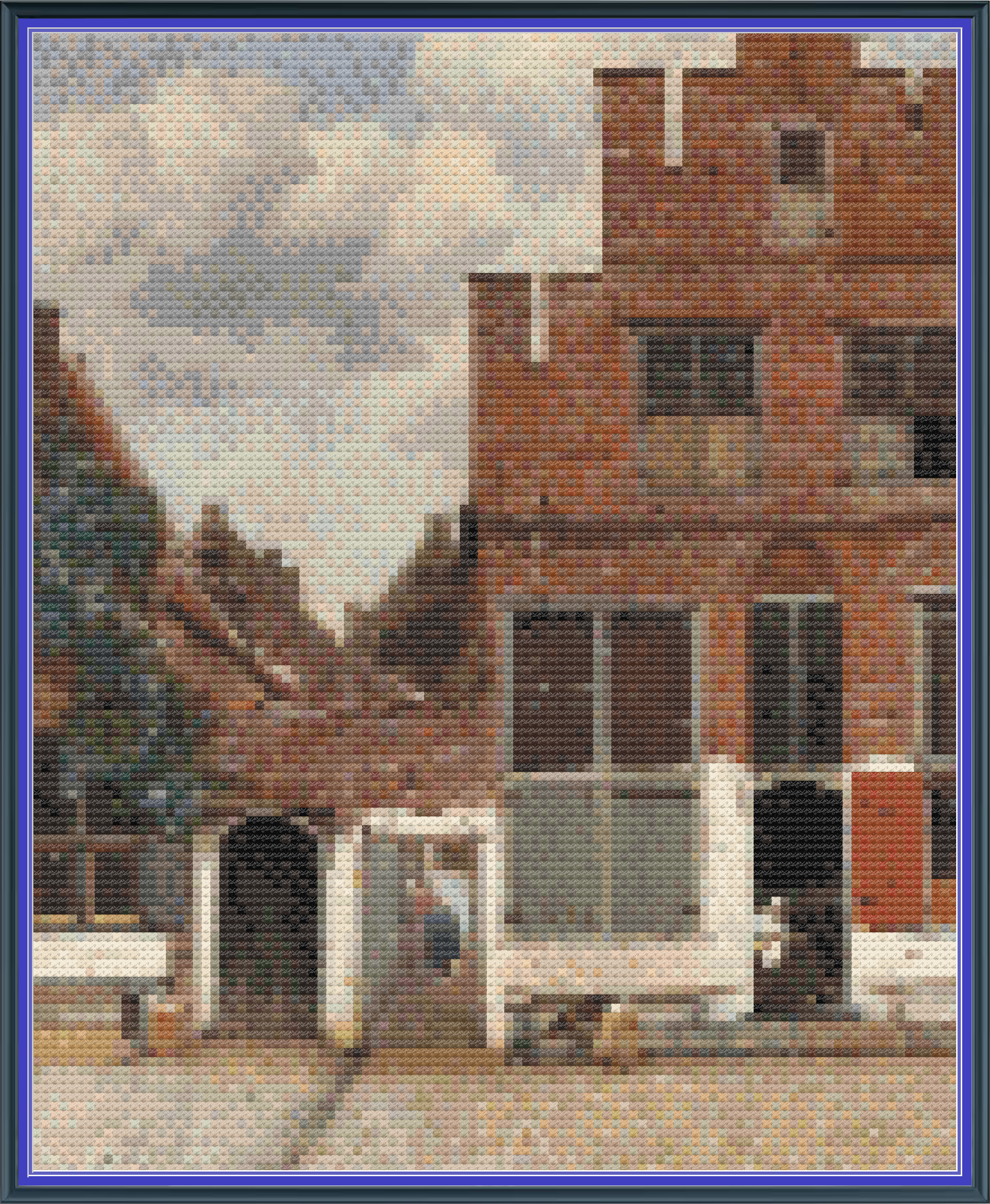 Riley Wood and Fiber Art - The Little Street© – Cross Stitch Pattern | Fine Art Cross Stitch | 14 Count Aida | Digital Pattern made by Riley Wood and Fiber Art