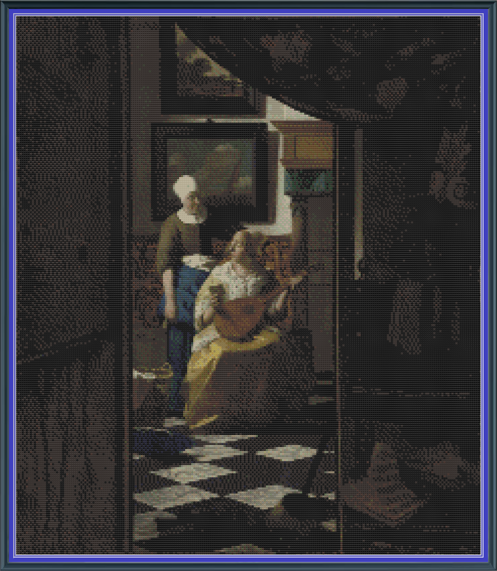 Riley Wood and Fiber Art - The Love Letter© – Cross Stitch Pattern | Fine Art Cross Stitch | 14 Count Aida | Digital Pattern made by Riley Wood and Fiber Art