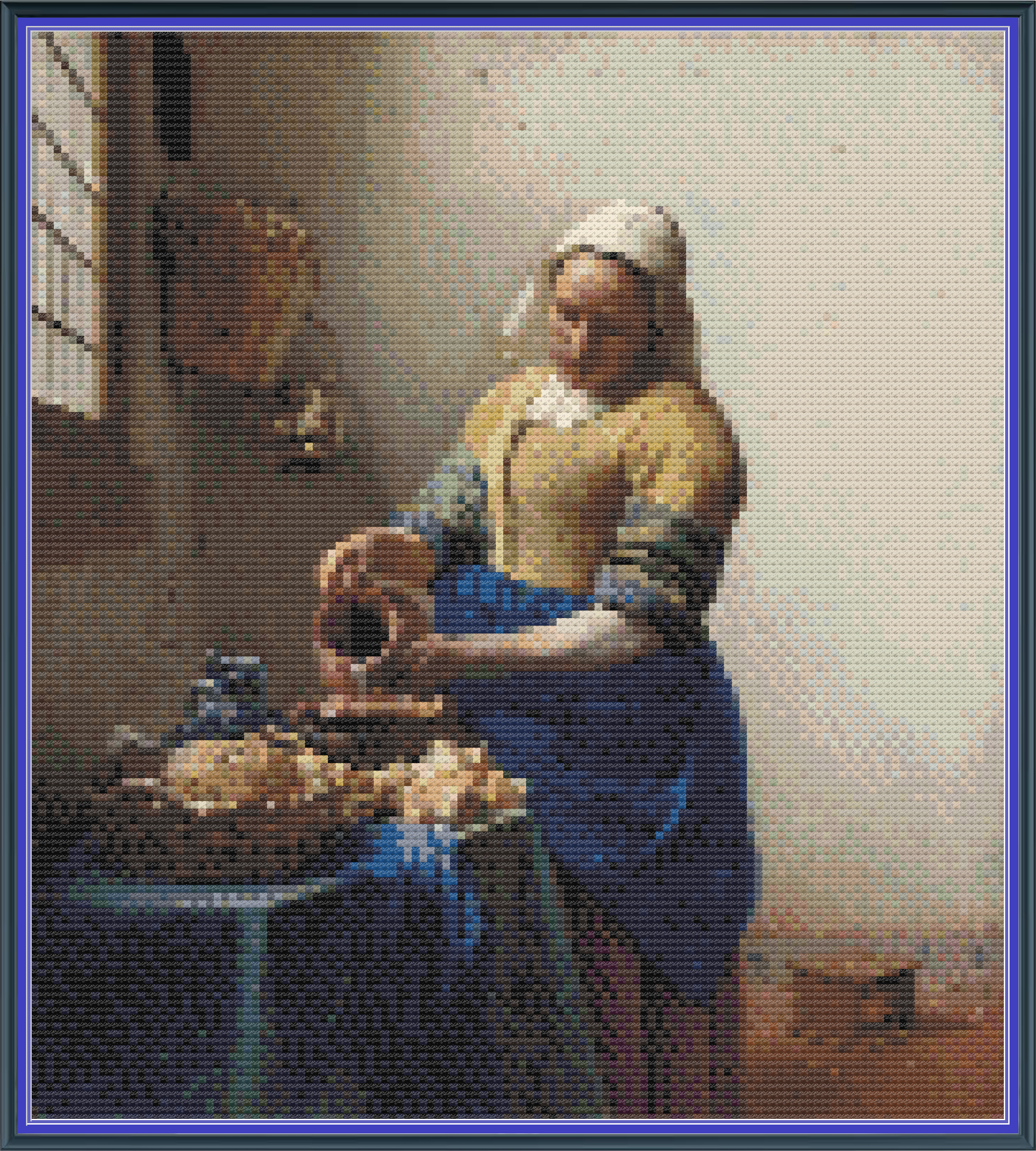 Riley Wood and Fiber Art - The Milkmaid© – Cross Stitch Pattern | Fine Art Cross Stitch | 14 Count Aida | Digital Pattern made by Riley Wood and Fiber Art