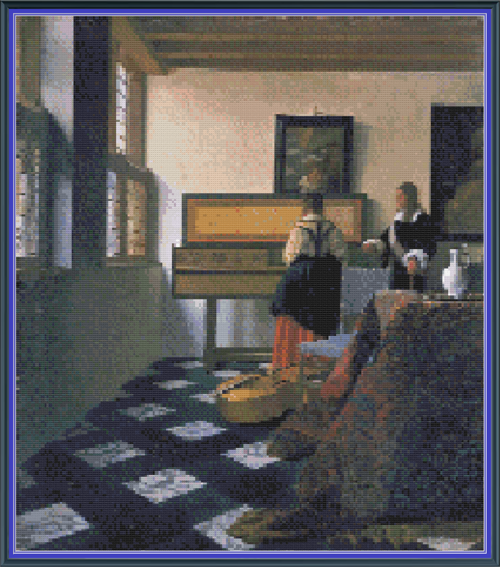 Riley Wood and Fiber Art - The Music Lesson© – Cross Stitch Pattern | Fine Art Cross Stitch | 14 Count Aida | Digital Pattern made by Riley Wood and Fiber Art