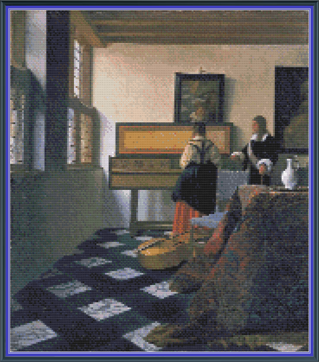 Riley Wood and Fiber Art - The Music Lesson© – Cross Stitch Pattern | Fine Art Cross Stitch | 14 Count Aida | Digital Pattern made by Riley Wood and Fiber Art