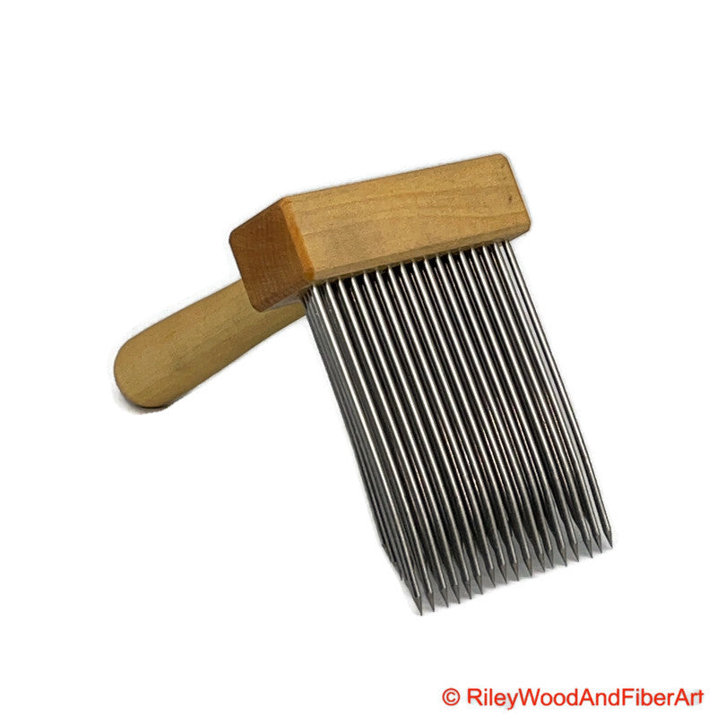 Wool Comb - Single Comb Quadruple Row Fine Tooth - Maple and Maple made by Riley Wood and Fiber Art