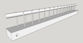 12 inch weaving raddle consists of a flat board with two rows of offset nails protruding vertically with a 3/8 inch dowel in between