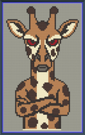 Judgmental Giraffe 2 cross stitch pattern small size version on 14 count Aida
