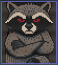 Riley Wood and Fiber Art – Judgmental Raccoon© – Original Fine Art Cross Stitch Pattern | 14 Count Aida | Digital Pattern made by Riley Wood and Fiber Art