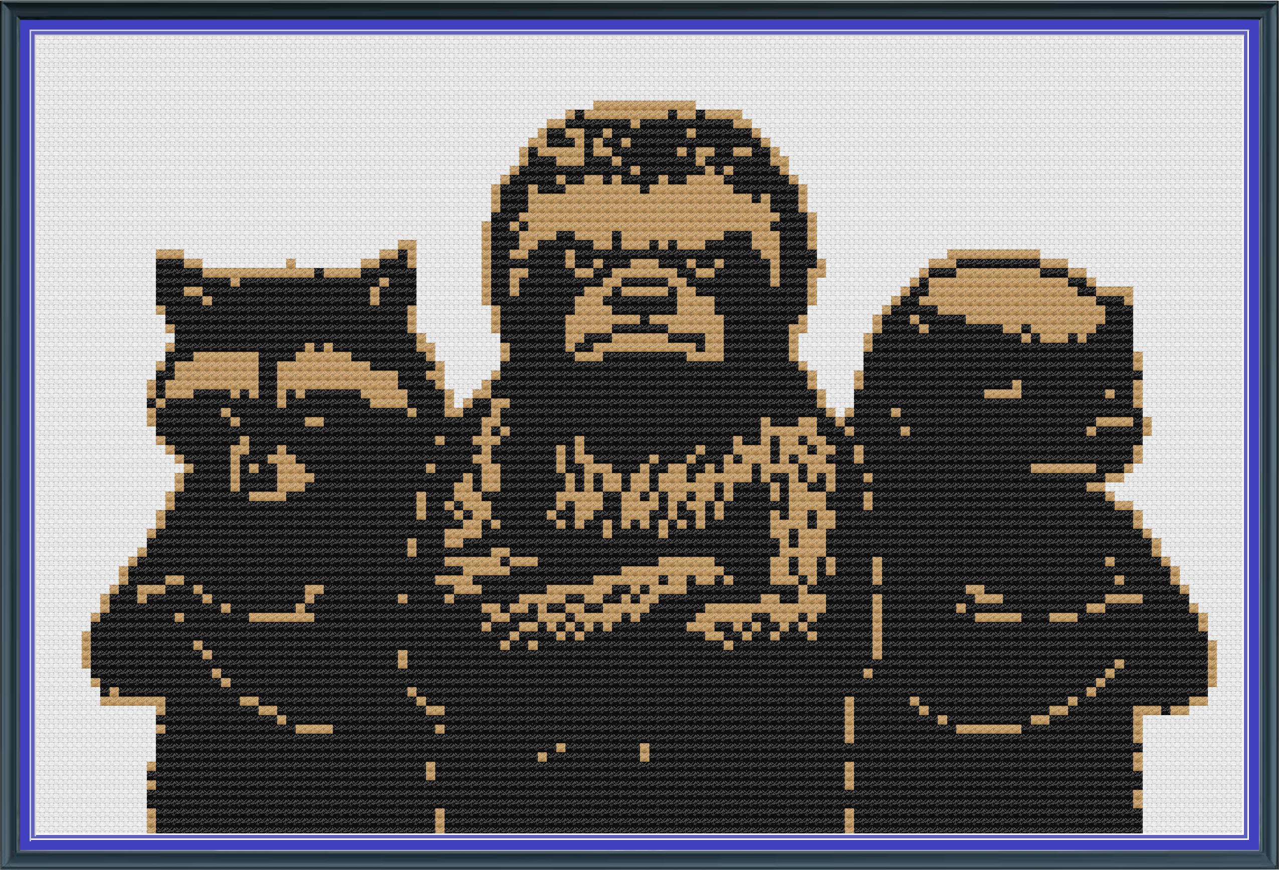 Riley Wood and Fiber Art – Raccoon, Sloth, and Honey Badger with Attitude© – Original Fine Art Cross Stitch Pattern | 14 Count Aida | Digital Pattern made by Riley Wood and Fiber Art