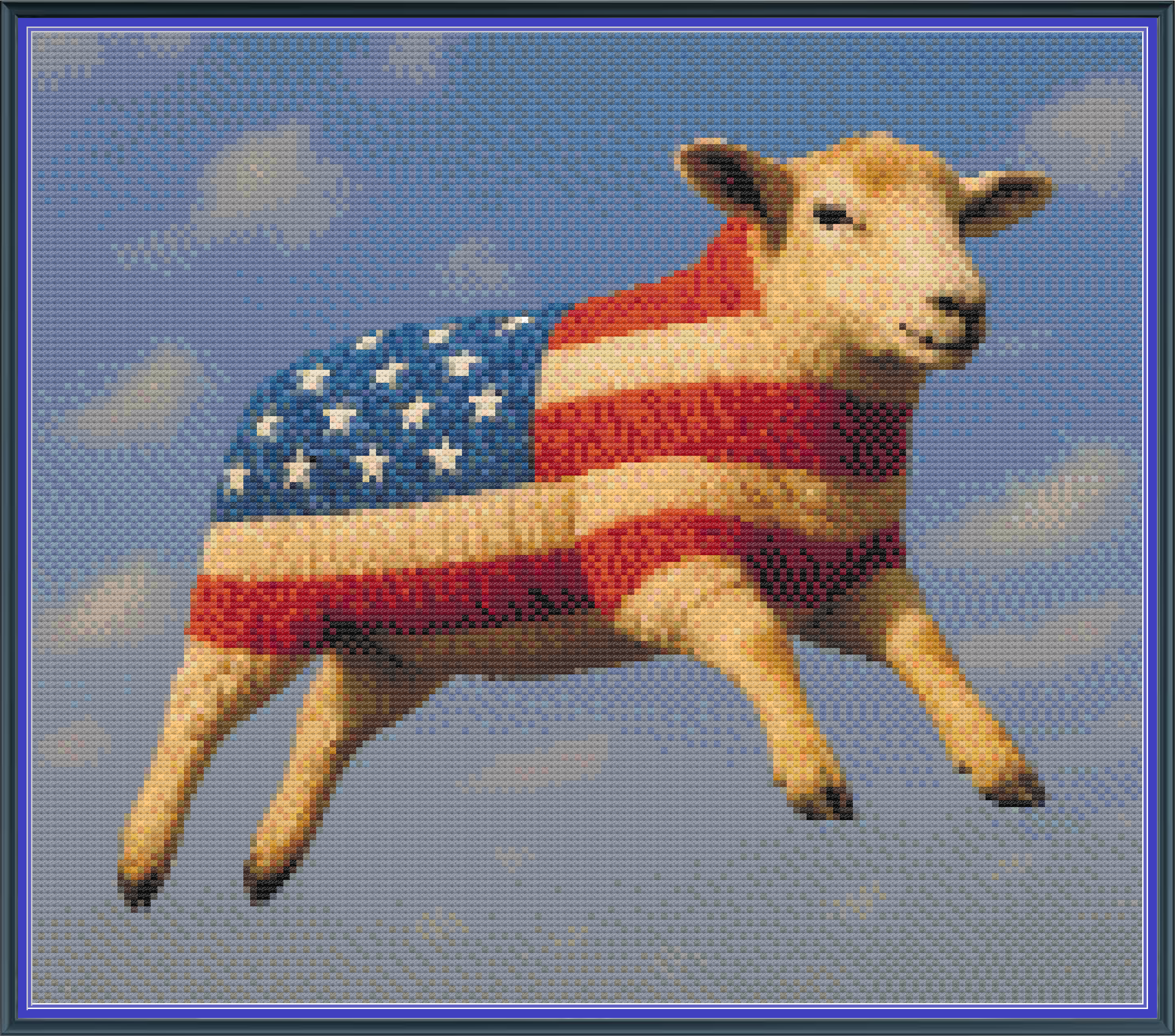 Riley Wood and Fiber Art – American Sheep© – Original Fine Art Cross Stitch Pattern | 14 Count Aida | Digital Pattern made by Riley Wood and Fiber Art
