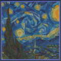 Riley Wood and Fiber Art – The Starry Night Cubed 1© – Original Cross Stitch Pattern | Fine Art Cross Stitch | 14 Count Aida | Digital Pattern made by Riley Wood and Fiber Art