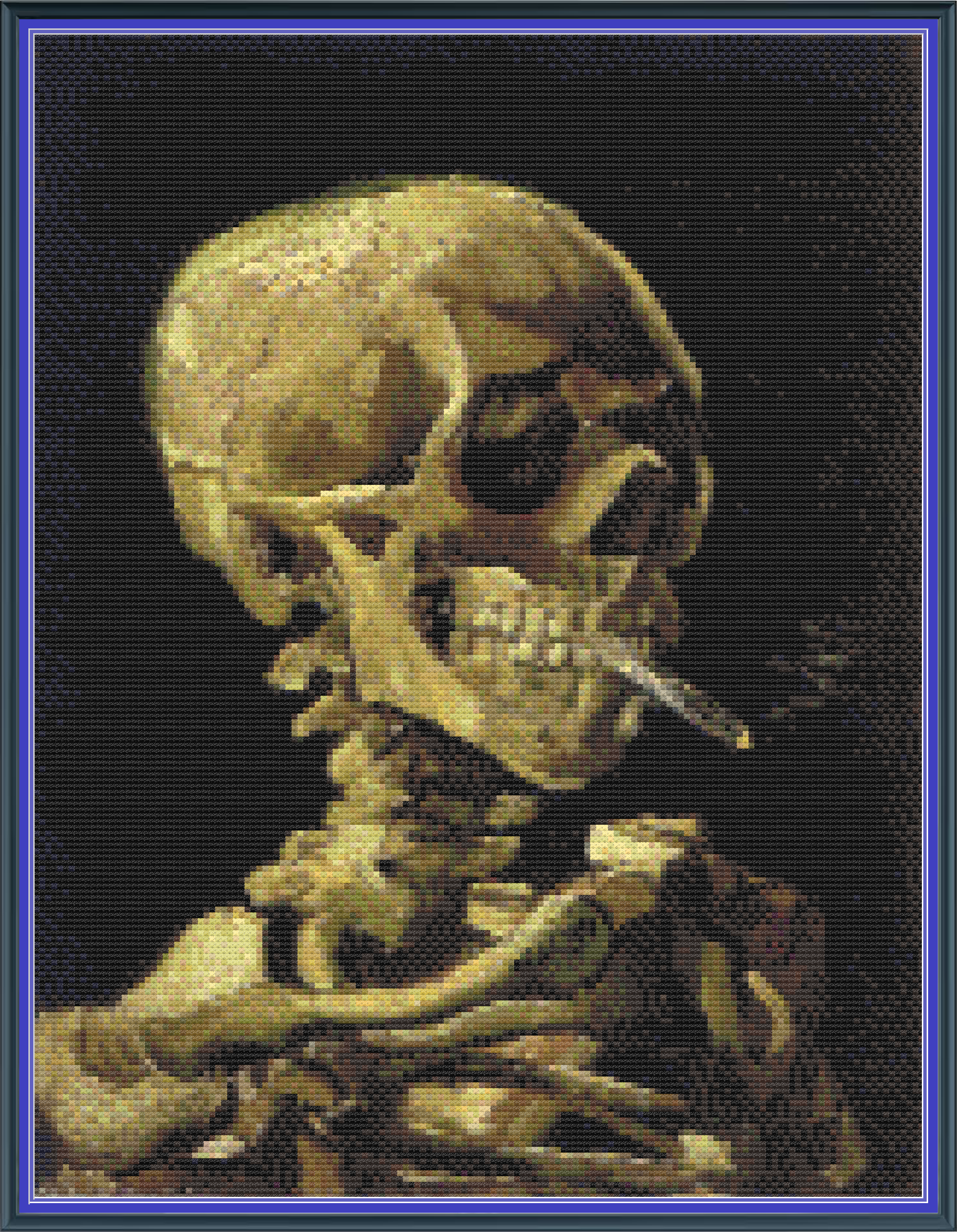 Riley Wood and Fiber Art - Skull of a Skeleton with Burning Cigarette© – Cross Stitch Pattern | Fine Art Cross Stitch | 14 Count Aida | Digital Pattern made by Riley Wood and Fiber Art